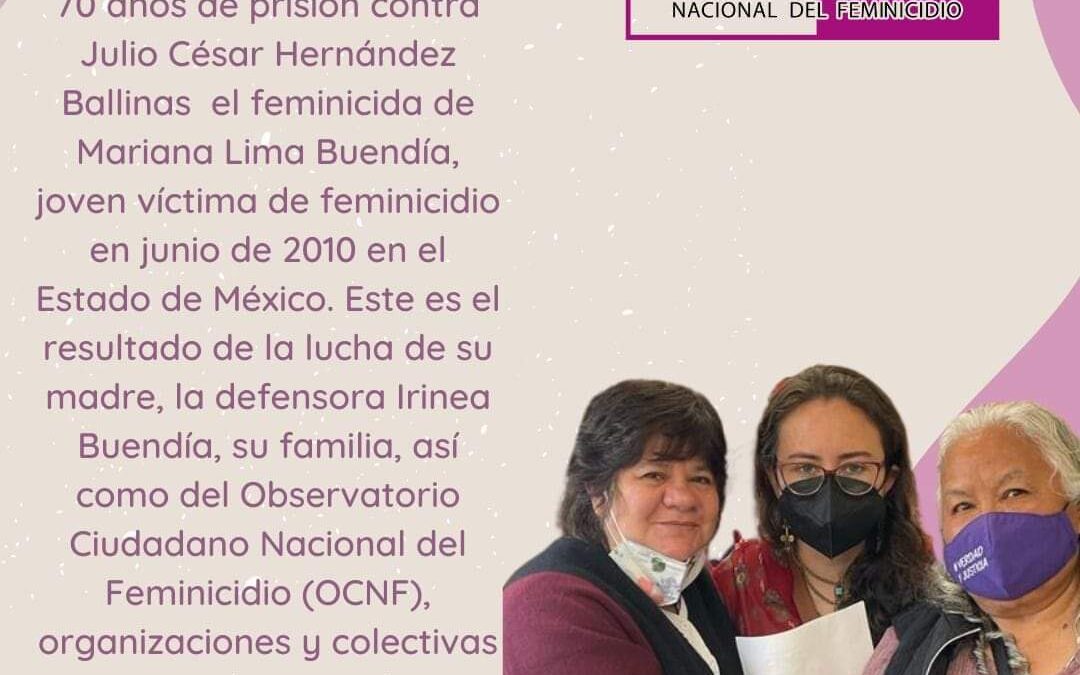 Sentenció Poder Judicial del Edomex a 70 años de prisión a feminicida de Mariana Lima Buendía
