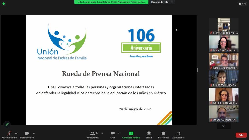 Convoca Unión Nacional de Padres de Familia a la población a defender la legalidad y los derechos de la educación de los niños en México